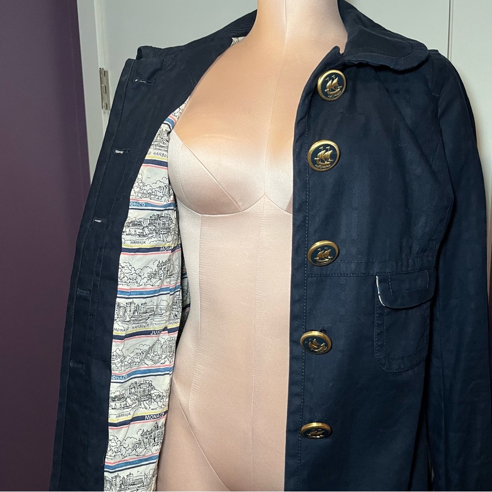 Juicy Couture Peter Pan Collar Coat Navy Size P/XS